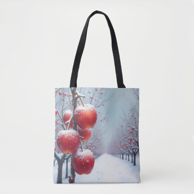 Bolso De Tela Manzanas rojas deliciosas y nieve tardía (Anverso)