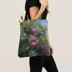 Bolso De Tela Manzanas rojas en pintura fotográfica de árbol