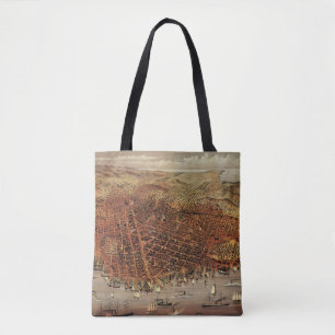 Bolso De Tela Mapa Aéreo Antiguo, Ciudad de San Francisco, Calif