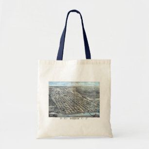 Bolso De Tela Mapa aéreo antiguo de la ciudad de Austin, Texas d