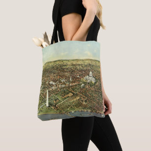 Bolso De Tela Mapa Antiguo con una Vista Panorámica de Washingto