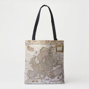 Bolso De Tela Mapa Antiguo de Europa por Willem Jansz Blaeu, c16