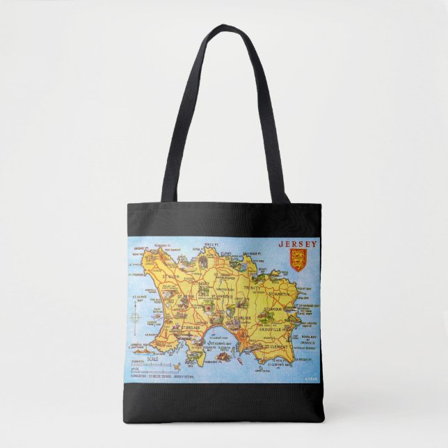 Bolso De Tela Mapa antiguo de Jersey (Anverso)