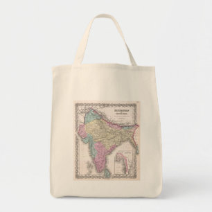 Bolso De Tela Mapa Antiguo de la India (1855)