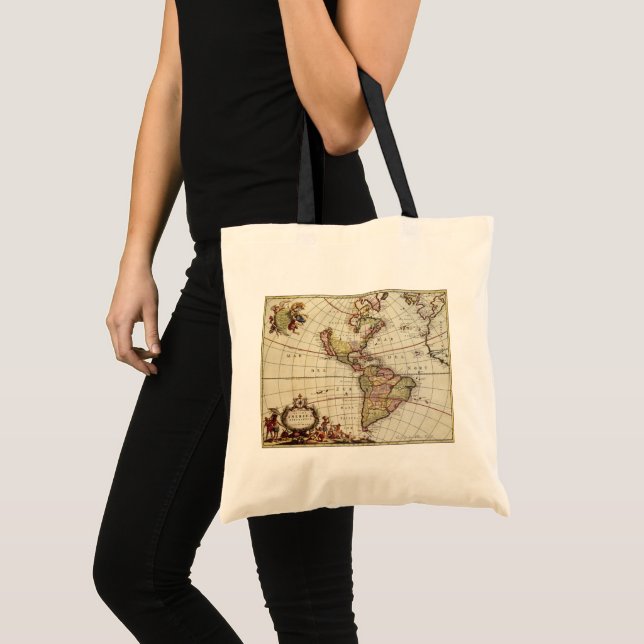 Bolso De Tela Mapa Antiguo de las Américas por Johannes De Ram (Anverso (producto))