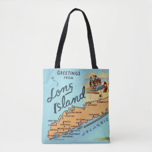 Bolso De Tela Mapa Antiguo de Long Island