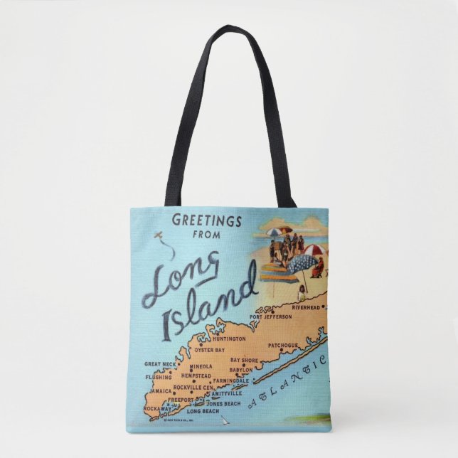 Bolso De Tela Mapa Antiguo de Long Island (Anverso)