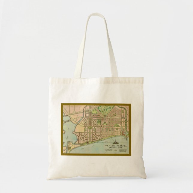 Bolso De Tela Mapa Antiguo de Venice Florida (Frente)