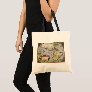 Bolso De Tela Mapa Antiguo del Mundo de las Américas, 1570