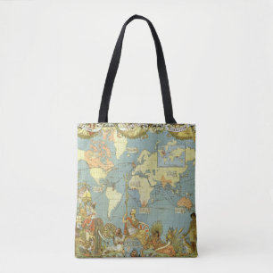 Bolso De Tela Mapa Antiguo del Mundo del Imperio Británico, 1886