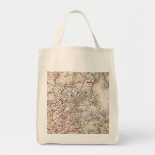 Bolso De Tela Mapa: Boston, 1883
