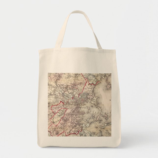 Bolso De Tela Mapa: Boston, 1883 (Frente)