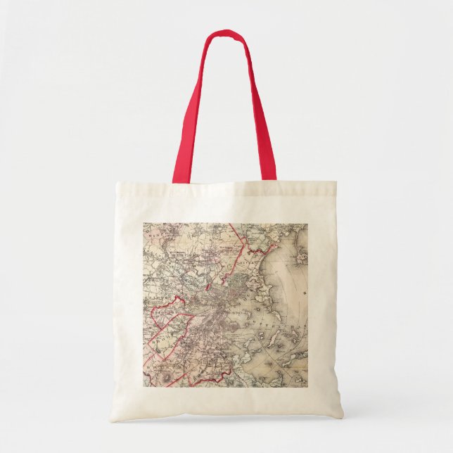 Bolso De Tela Mapa: Boston, 1883 (Frente)