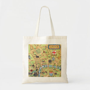 Bolso De Tela Mapa colorido ilustrado de Londres Inglaterra
