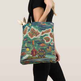 Bolso De Tela Mapa de 1950 de la pintura al óleo de Hawaii Josep