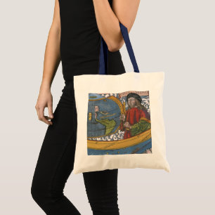 Bolso De Tela Mapa de América con el explorador Amerigo Vespucci