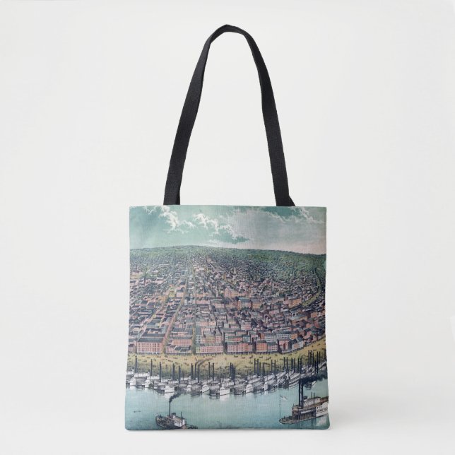Bolso De Tela Mapa de Antigüedades Río Saint Louis Missouri Miss (Anverso)