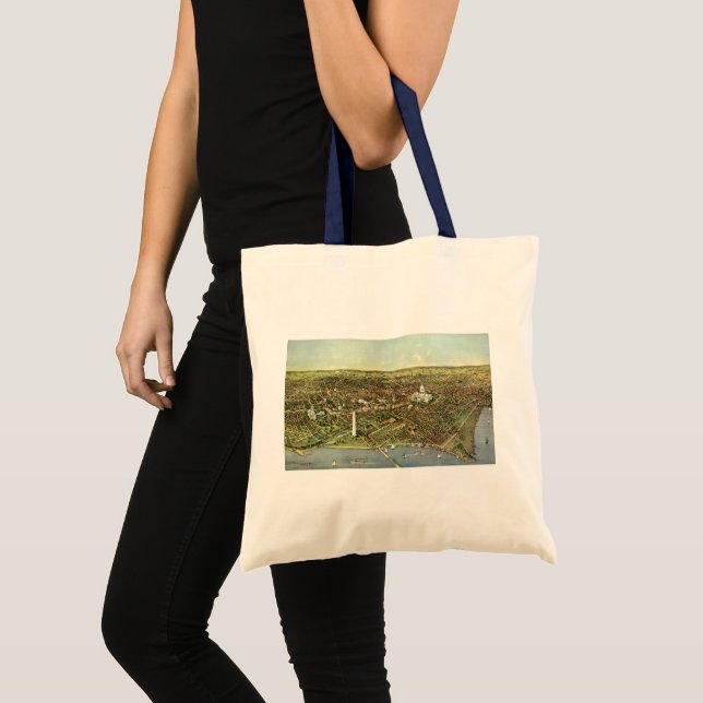 Bolso De Tela Mapa de antigüedades, vista panorámica de Washingt (Anverso (producto))
