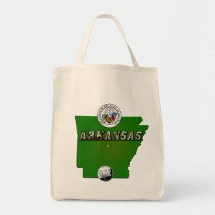 Bolso De Tela Mapa de Arkansas, Sello y Barrio Faux Estatal