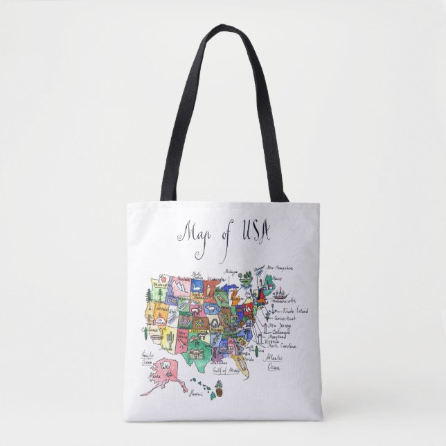 Bolso De Tela Mapa de atracciones de los Estados Unidos de (Anverso)