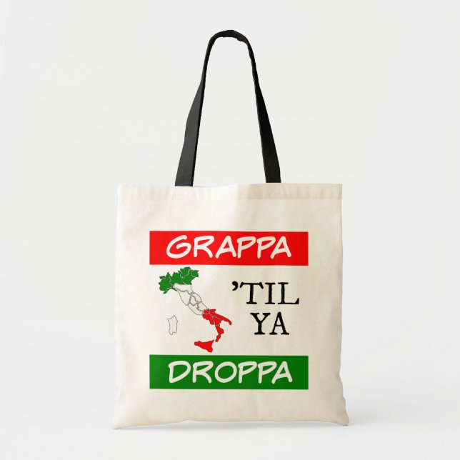Bolso De Tela Mapa de bandera de Italia de Grappa Til Ya Droppa (Frente)