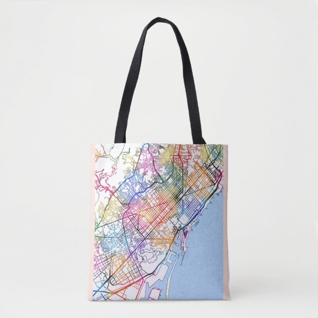 Bolso De Tela Mapa de Barcelona España (Anverso)