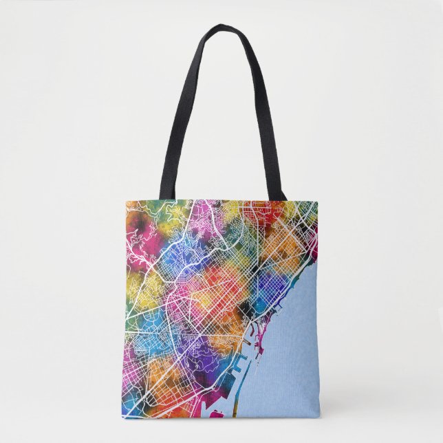 Bolso De Tela Mapa de Barcelona España (Anverso)