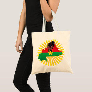 Bolso De Tela Mapa de Burkina, bandera y puño de la revolución