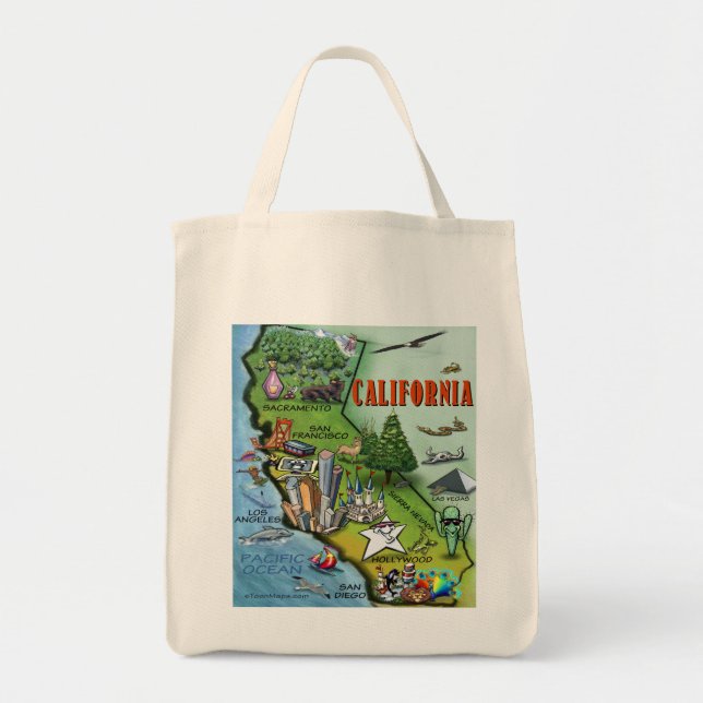 Bolso De Tela Mapa de California (Frente)
