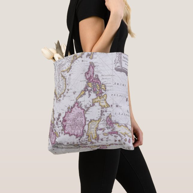 Bolso De Tela Mapa de China y de Indonesia el | 1710 (Detalle)