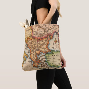 Bolso De Tela Mapa de cosecha marrón