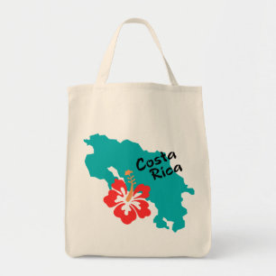 Bolso De Tela Mapa de Costa Rica con el hibisco
