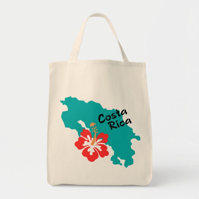 Bolso De Tela Mapa de Costa Rica con el hibisco (Frente)