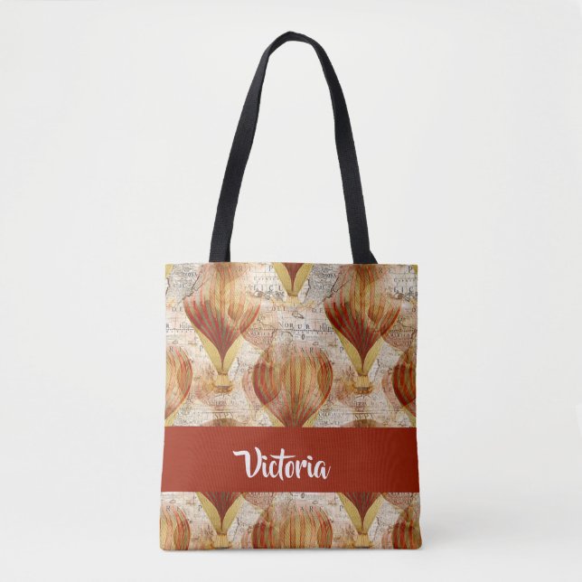 Bolso De Tela Mapa de época con globos (Anverso)