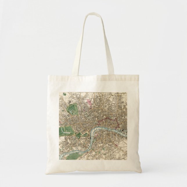 Bolso De Tela Mapa de época de Londres Inglaterra (1853) (Frente)
