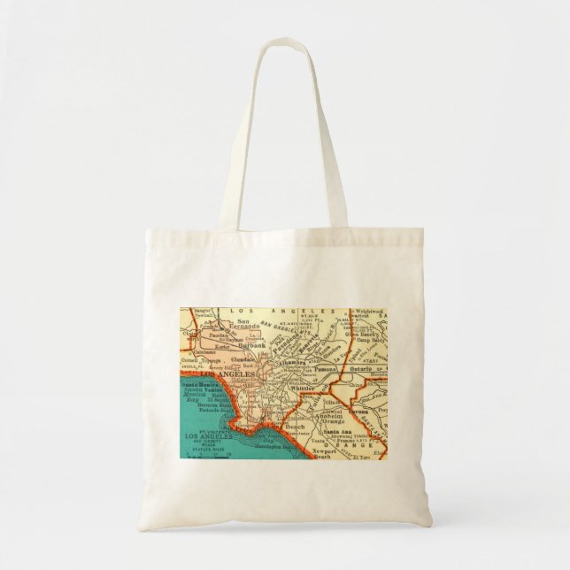 Bolso De Tela Mapa de época de los ÁNGELES CALIFORNIA Bag (Frente)