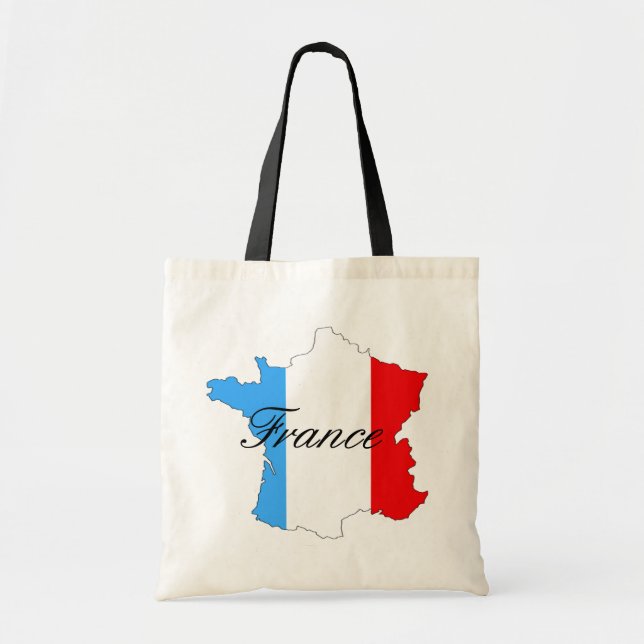 Bolso De Tela Mapa de Francia en blanco y azul rojos (Frente)