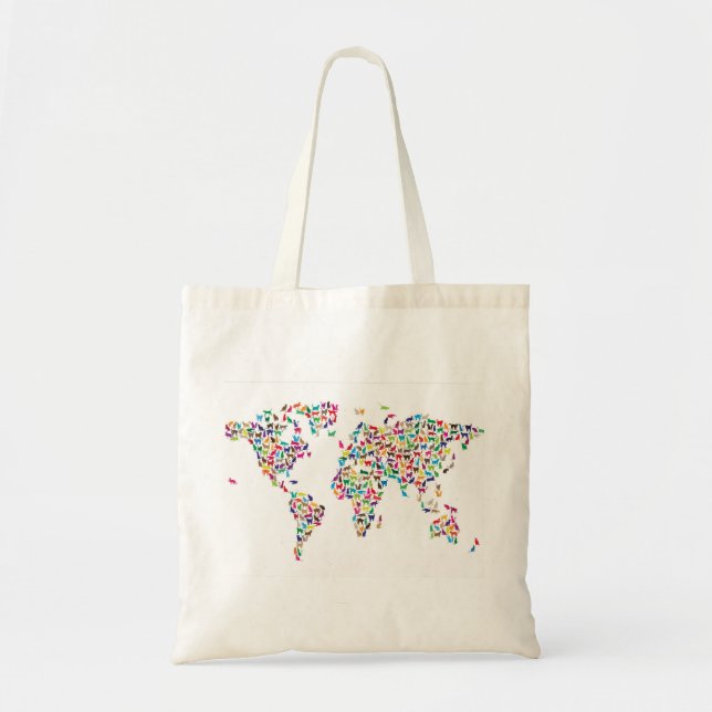 Bolso De Tela Mapa de gatos del Mapa Mundial (Frente)
