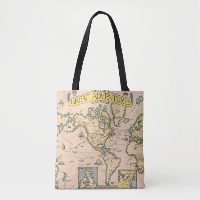 Bolso De Tela Mapa de grandes aventuras (Anverso)