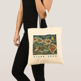 Bolso De Tela Mapa de hoyos de Hawaii 1950 Viaje / Año