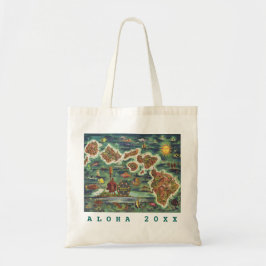Bolso De Tela Mapa de hoyos de Hawaii 1950 Viaje / Año