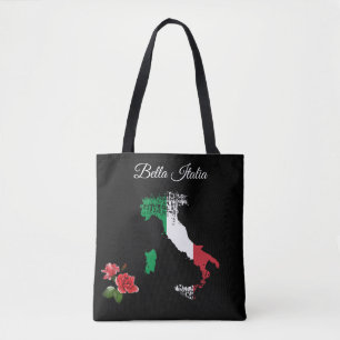 Bolso De Tela *~* Mapa de Italia en lengua italiana Bella Italia