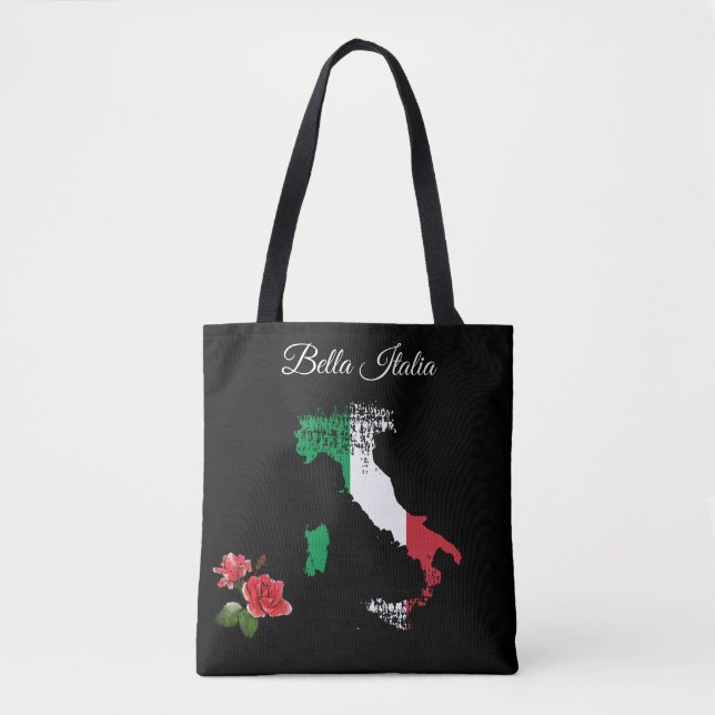 Bolso De Tela *~* Mapa de Italia en lengua italiana Bella Italia (Anverso)