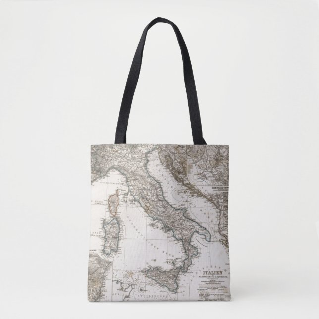Bolso De Tela Mapa de Italia por Stieler (Anverso)