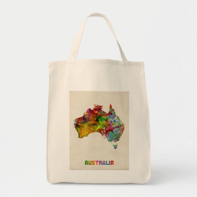 Bolso De Tela Mapa de la acuarela de Australia (Frente)