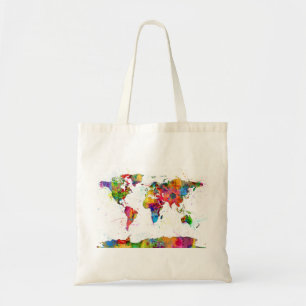 Bolso De Tela Mapa de la acuarela del mapa del mundo