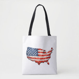 Bolso De Tela Mapa de la bandera de EE. UU. - Patriótico amo a m