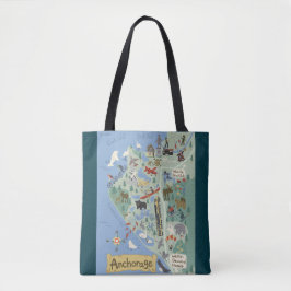 Bolso De Tela Mapa de la ciudad de Anchorage Tote Bag