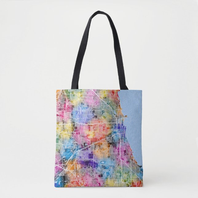 Bolso De Tela Mapa de la ciudad de Chicago Illinois (Anverso)