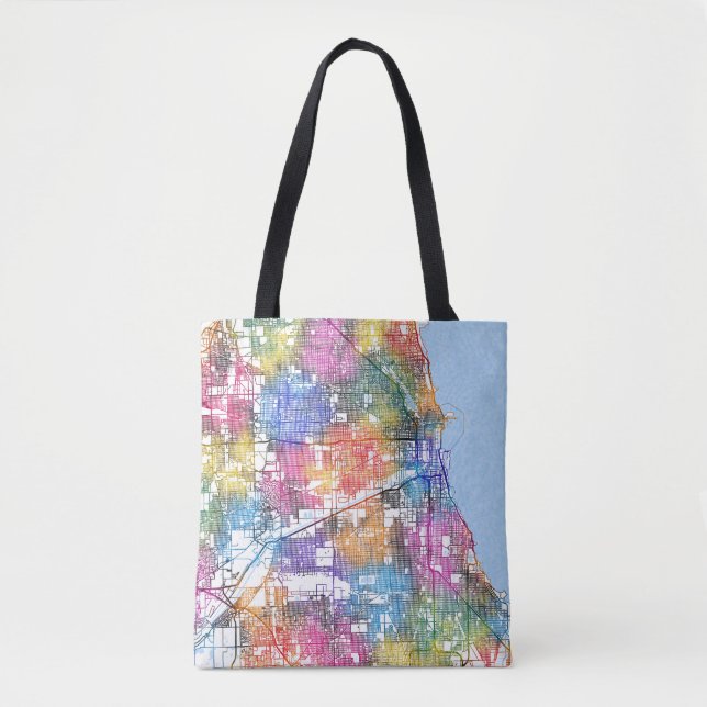 Bolso De Tela Mapa de la ciudad de Chicago Illinois (Anverso)